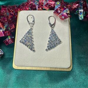 Sterling Silver Crystal Mesh Earrings Czech Statement Drops